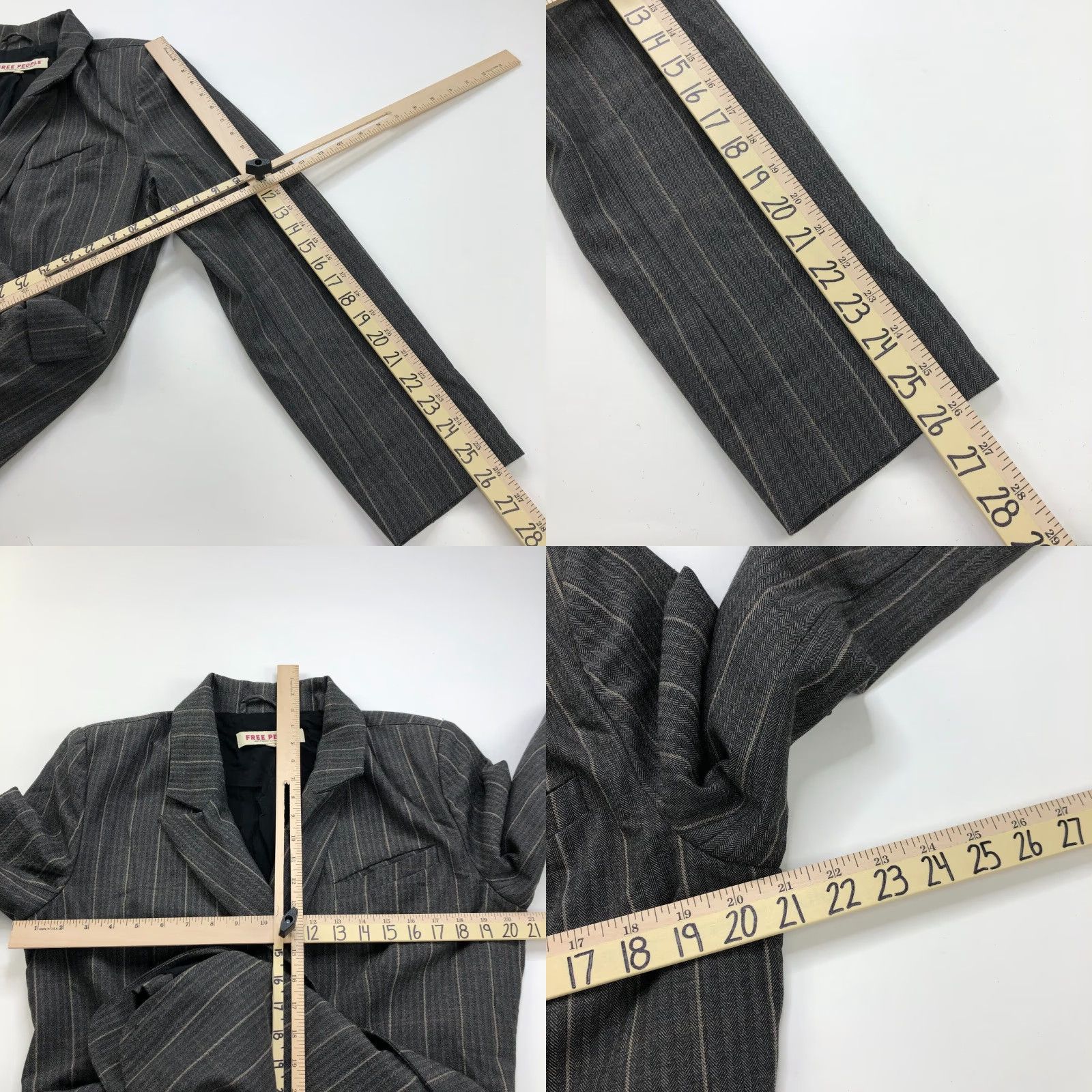 Free People Free People Blazer Shirt? Gray Striped Lined Wool Polyester One Button Jacket Women L Size Regular Size L / US 10 / IT 46 - 8 Thumbnail