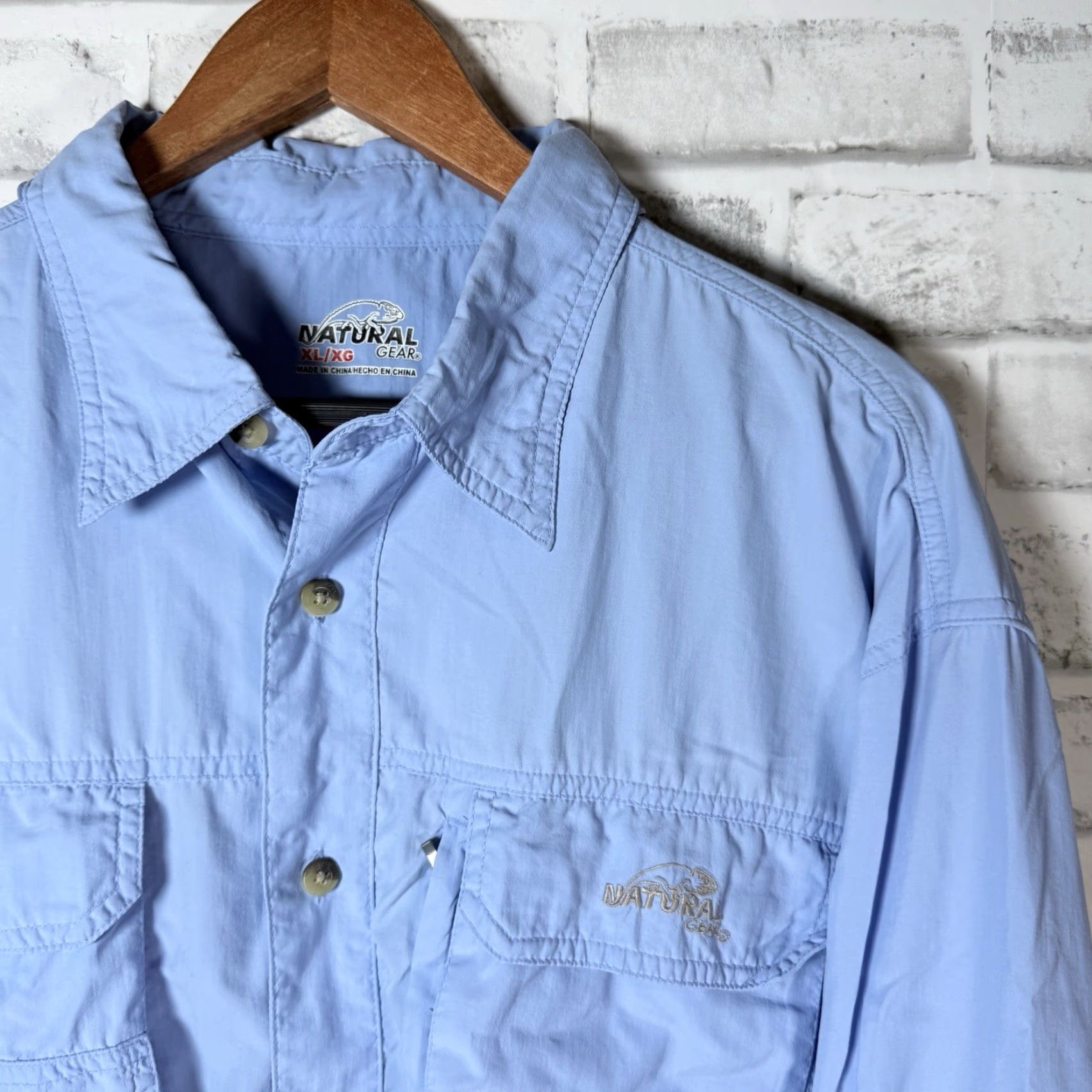 Vintage Natural Gear Shirt Mens XL Blue Hiking Vented Button Down Long Sleeve Size US XL / EU 56 / 4 - 2 Thumbnail