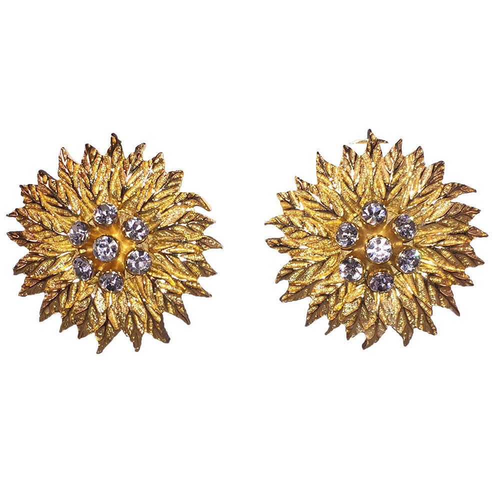 Dior Massive Christian Dior Flower Rhinestone Earrings Size ONE SIZE - 1 Thumbnail
