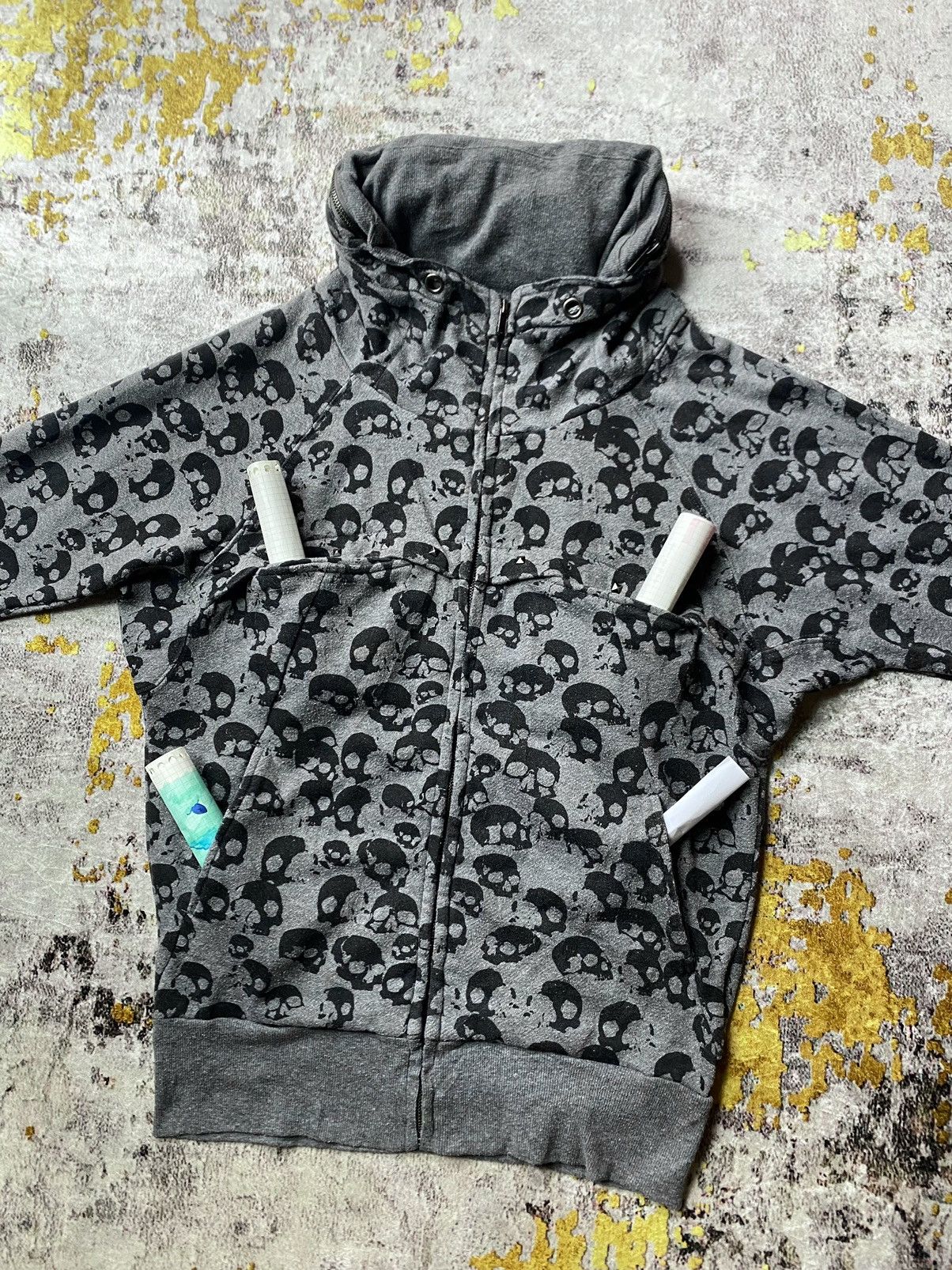 Pre-owned Hysteric Glamour X If Six Was Nine Japanes Pine Nine Skull Bono Studded Hoodie Ifsix Lgb Style In Grey