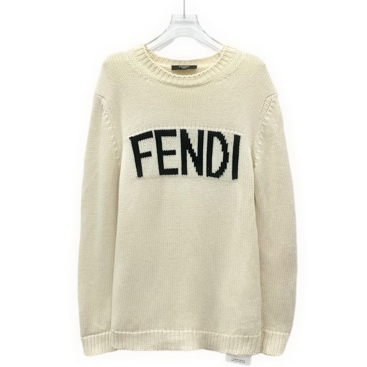 Fendi Fendi Off-white Wool Long Sleeve Knit Sweater K26WX Size US L / EU 52-54 / 3 - 1 Thumbnail