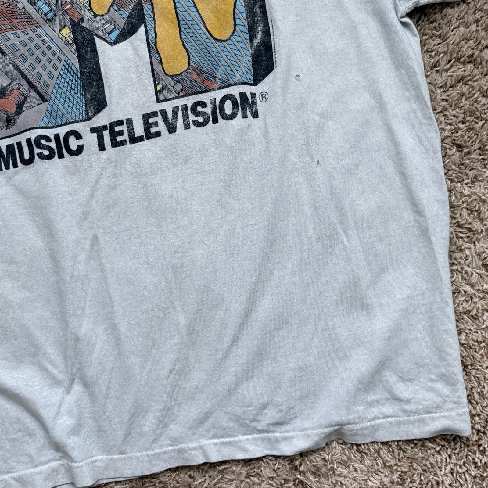 Mtv × Vintage Vintage 90’s MTV T-Shirt Blue City Logo 1991 Single Stitch Size US XL / EU 56 / 4 - 8 Thumbnail