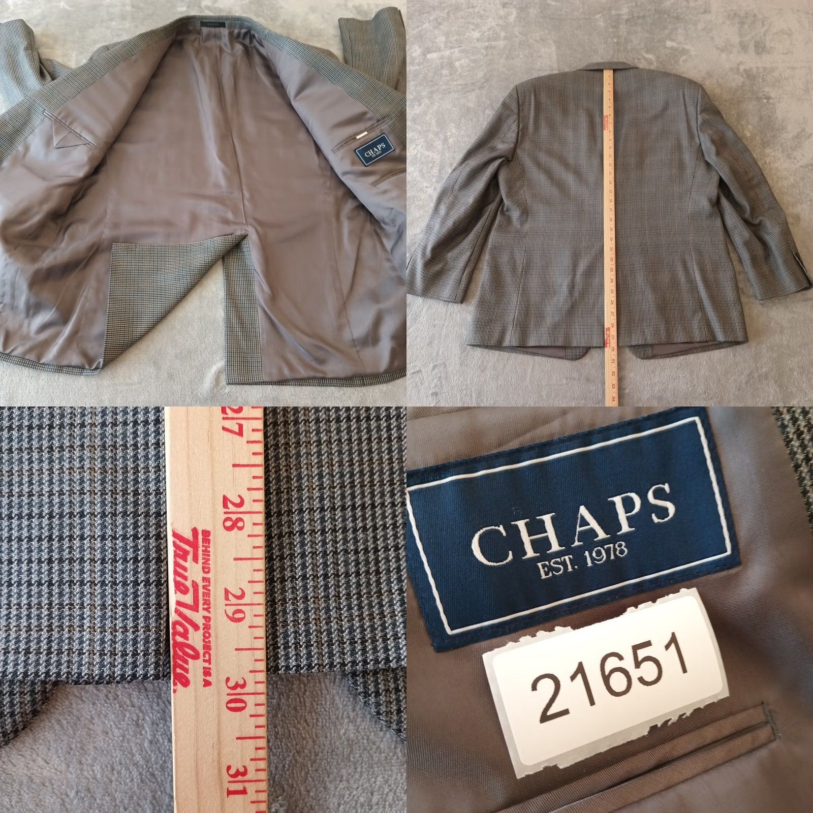 Chaps Chaps Blazer Mens 44 Short Gray Plaid Silk Wool Blend Two-Button Single Vent Size US 44 / EU 60 - 8 Thumbnail