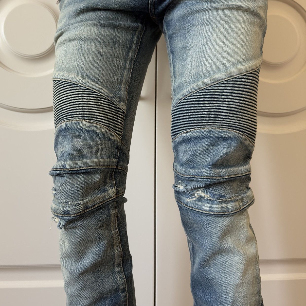 Balmain Balmain Distressed Mud Wash Biker Jeans Size US 29 - 3 Thumbnail