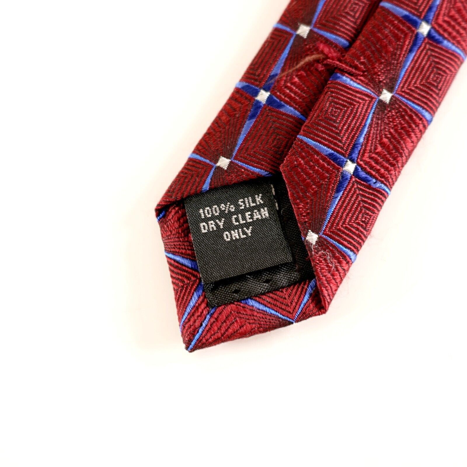 Pierre Cardin Pierre Cardin Red Blue Geometric Woven Wide Silk Tie Size ONE SIZE - 4 Thumbnail