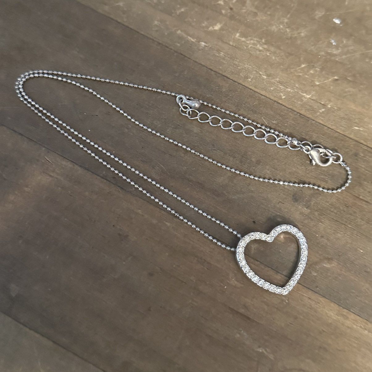 Other Silver tone paved outlined heart sliding pendant necklace Size ONE SIZE - 2 Thumbnail