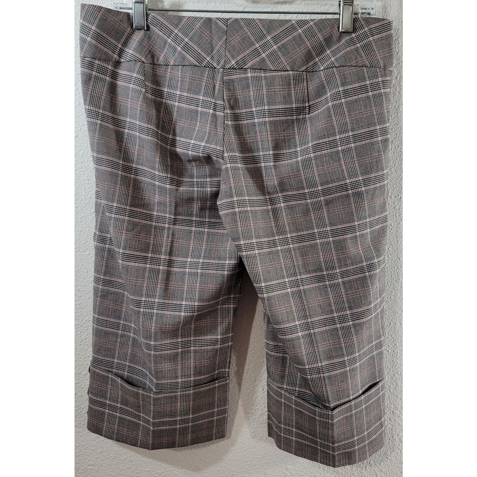 Other Crystal Candy Brown Pink Plaid Wide Cuff Bermuda Shorts L Size 34" / US 12 / IT 48 - 2 Thumbnail