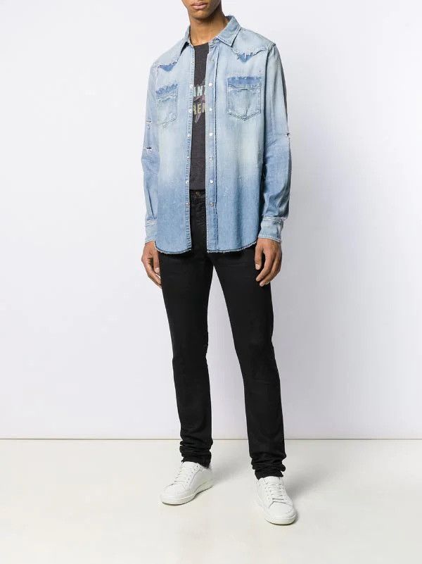 Saint Laurent Paris Saint Laurent Paris Distressed Denim Shirt Size US XS / EU 42 / 0 - 2 Thumbnail