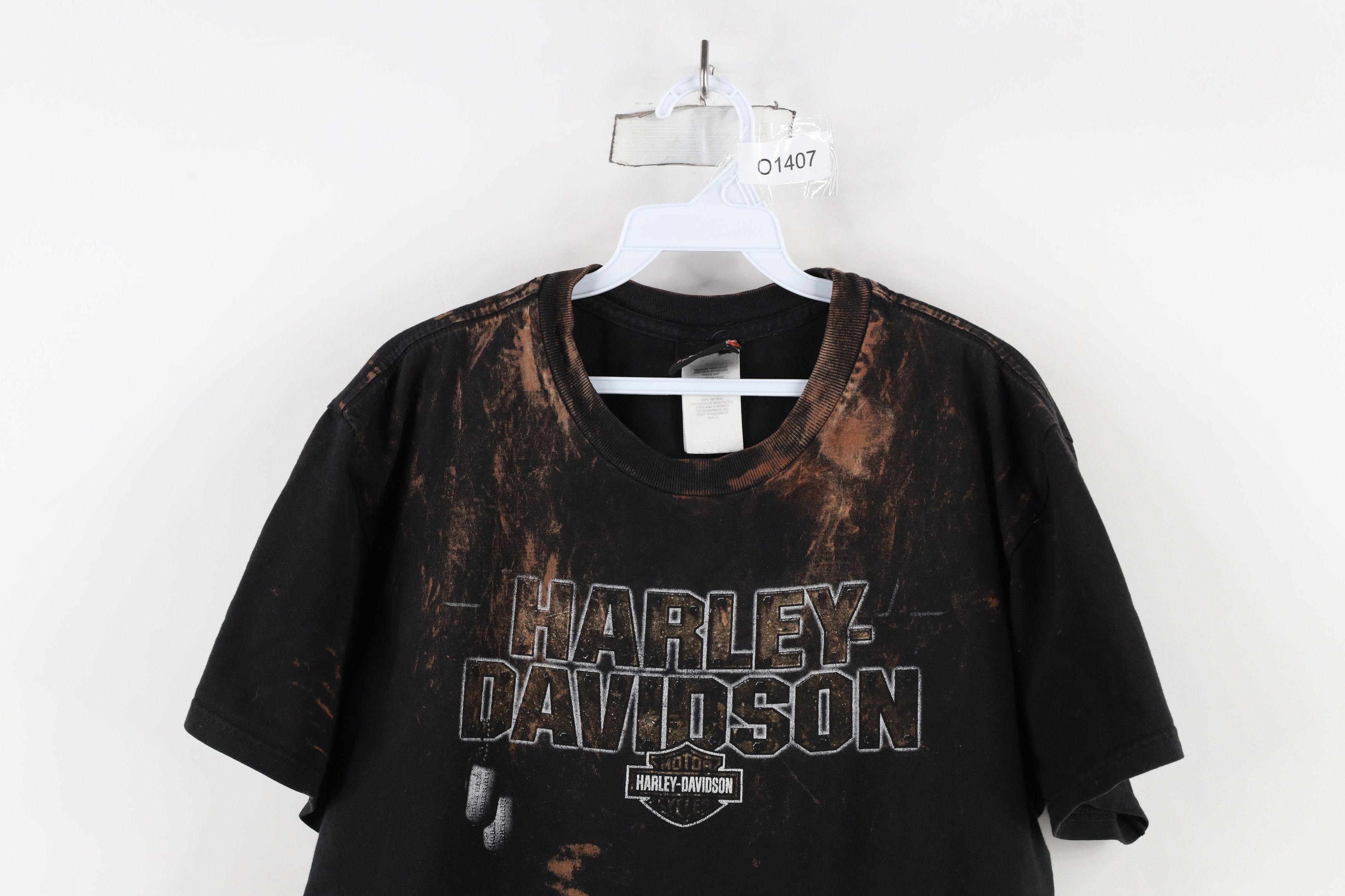 Harley Davidson × Vintage Vintage Y2K Harley Davidson Army Dog Tags Bleached T-Shirt Size US L / EU 52-54 / 3 - 2 Thumbnail
