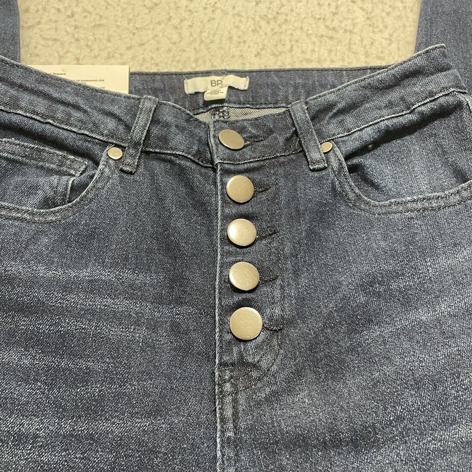 Nordstrom BP High-Rise Skinny Dark Wash Ankle Jeans Exposed Button Size 26" / US 2 / IT 38 - 2 Thumbnail