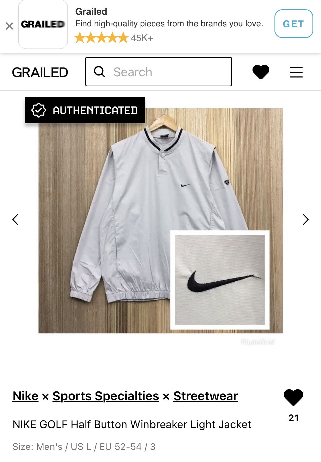 Nike × Sports Specialties NIKE GOLF Half Button Winbreaker Light Jacket Size US L / EU 52-54 / 3 - 10 Thumbnail
