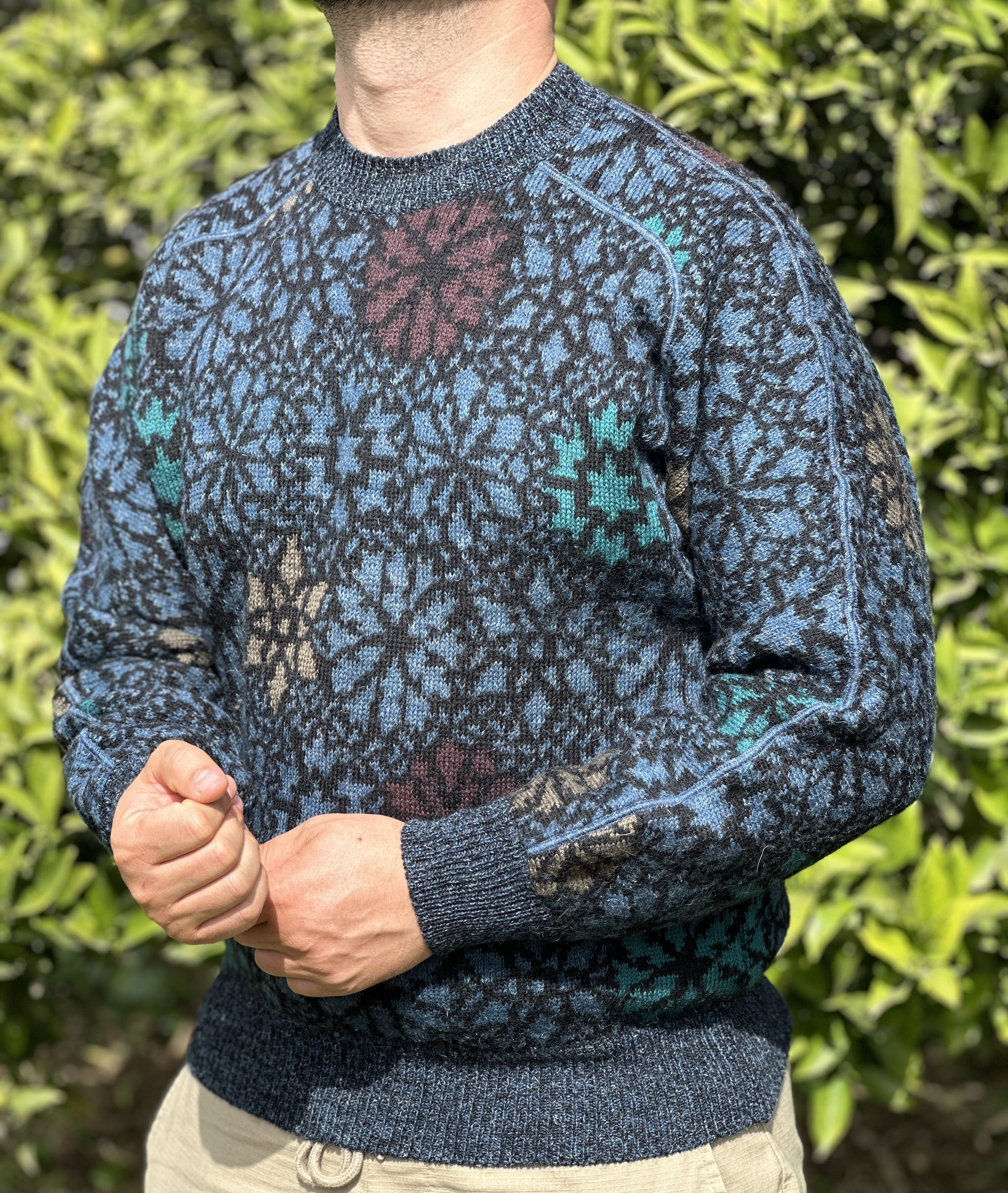 Missoni 90s Missoni Uomo Floral Knit Navy Cardigan Sweater Size M 50 Size US M / EU 48-50 / 2 - 3 Thumbnail