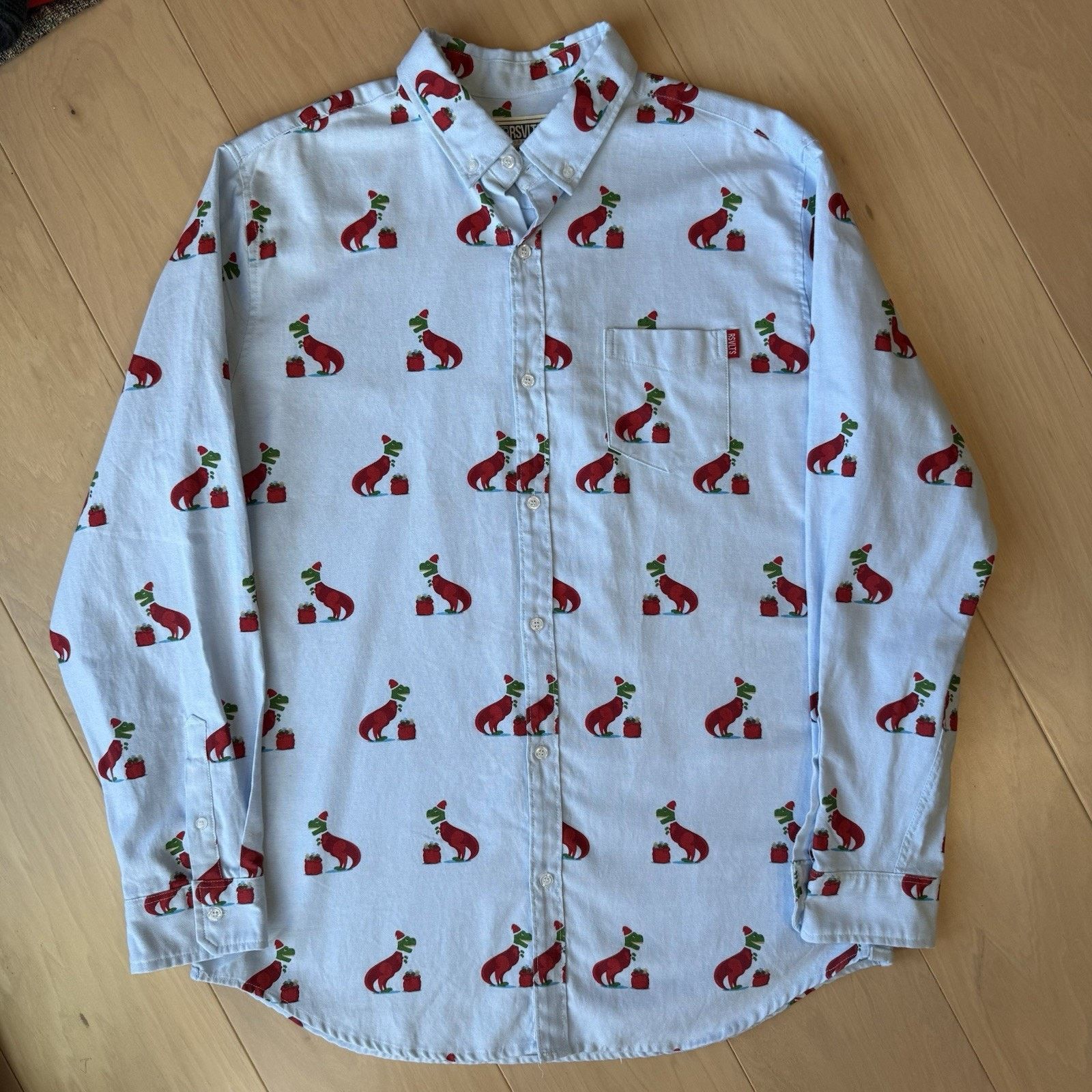 Taylor Stitch RSVLTS Christmas Shirt 2XL Blue Minimalist Oxford T Rex Fun Size US XXL / EU 58 / 5 - 2 Thumbnail