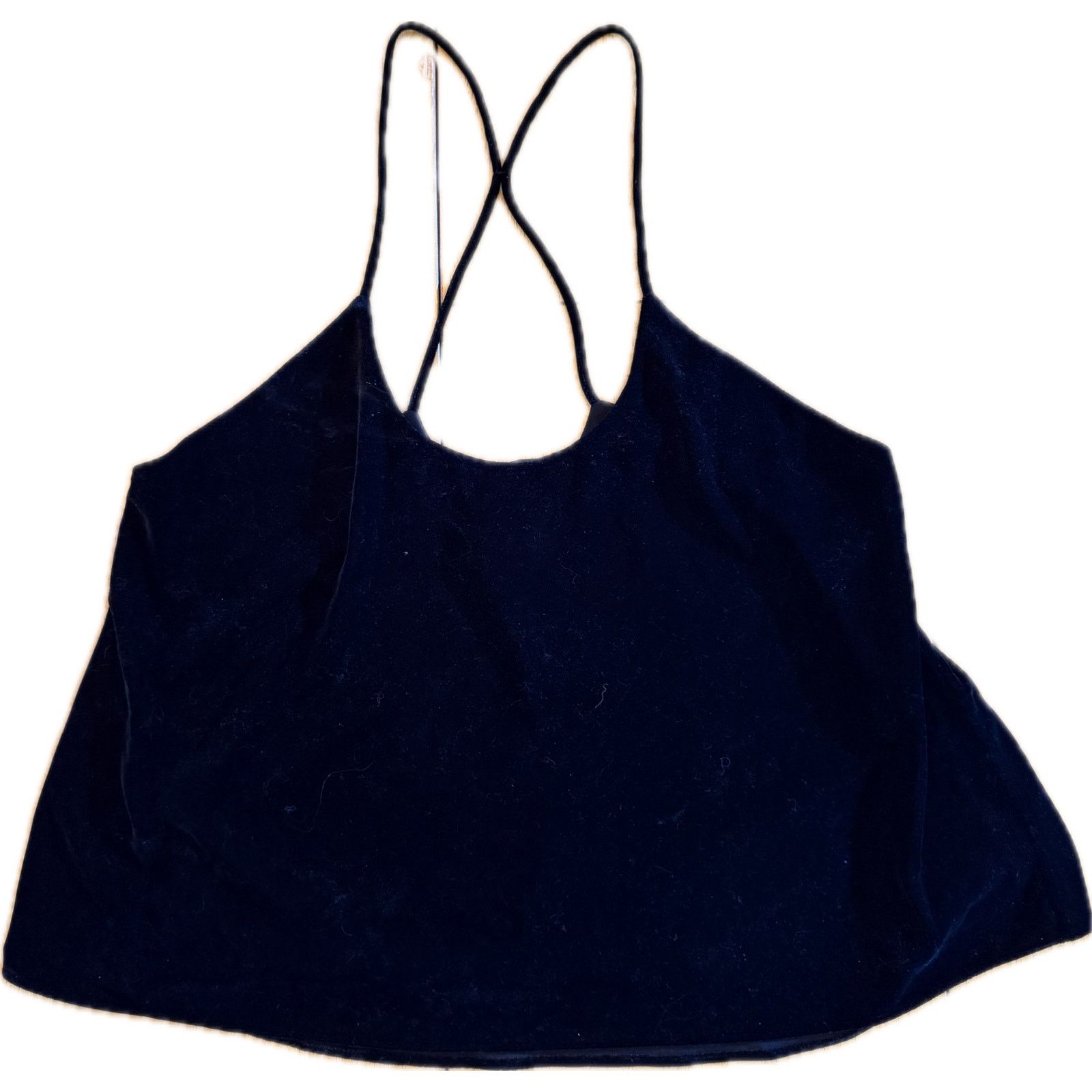 Zara ZARA Cami Womens XL Black Velvet Cross Back Spaghetti Strap Size XL / US 12-14 / IT 48-50 - 1 Thumbnail