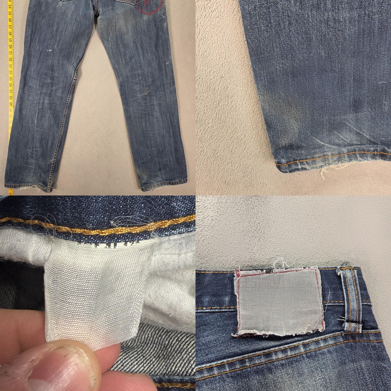Levi's VTG Levi's Selvedge Jeans Mens Fenom Fragment Straight Thrashed Paint 28x30 Blue Denim Distressed Pockets 70s 80s Mens Size US 28 / EU 44 - 9 Thumbnail