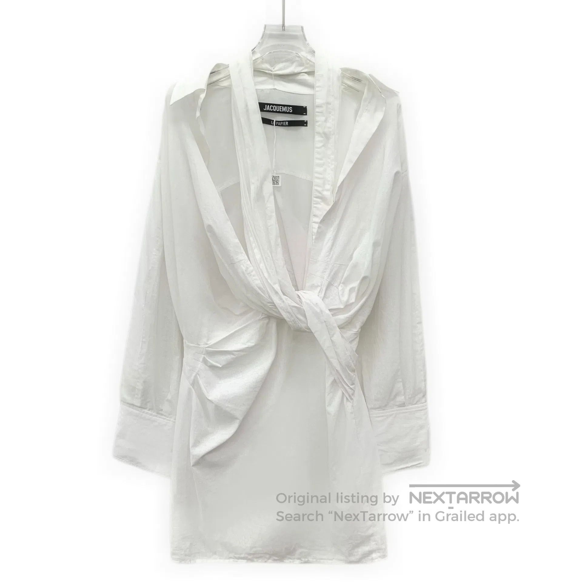 Jacquemus Jacquemus White pleated bow detail cotton long-sleeve shir Size XXS / US 00 / IT 34 - 1 Thumbnail