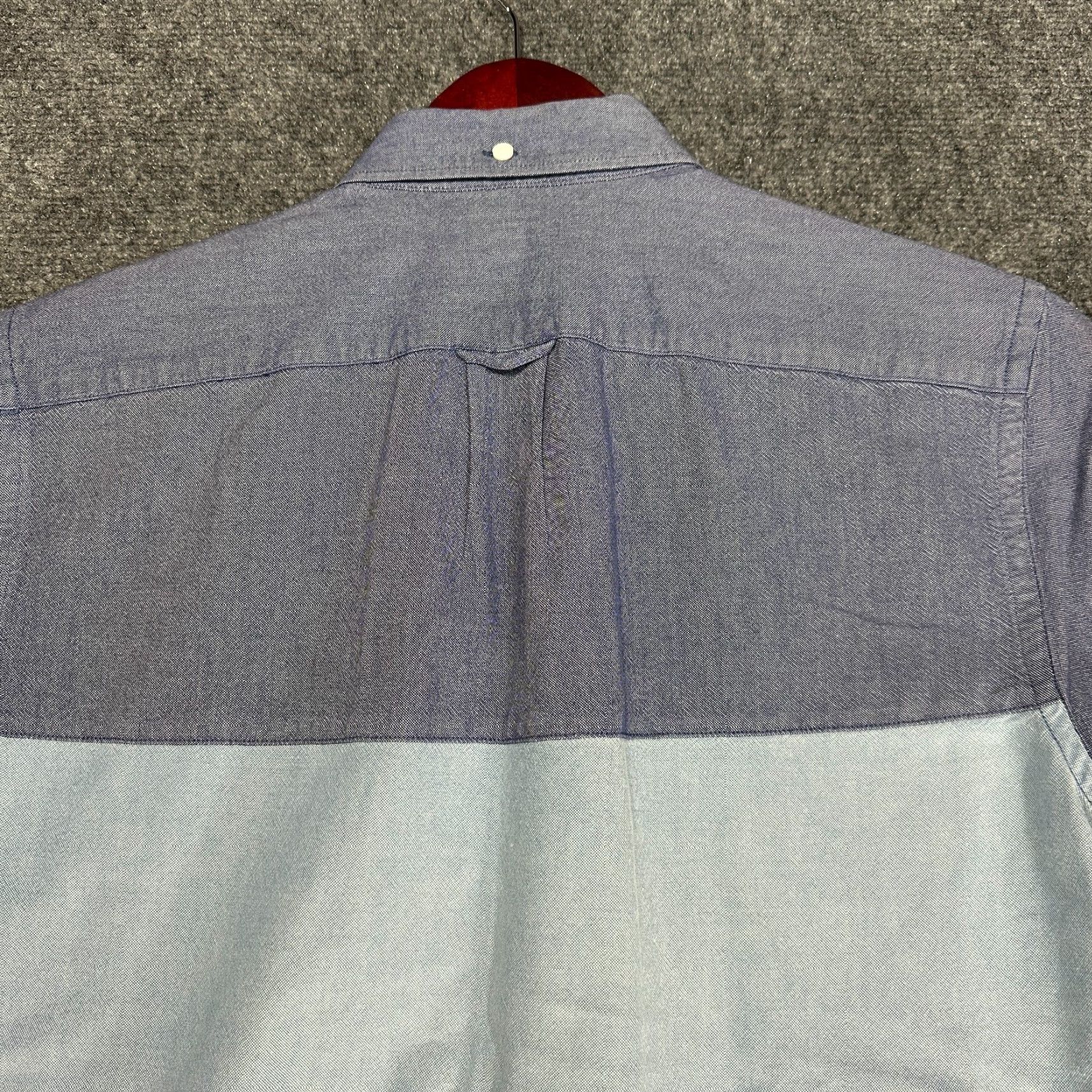 J.Crew J.CREW Shirt Mens Medium Oxford Blue Colorblock Cotton Short Sleeve Button Down Size US S / EU 44-46 / 1 - 7 Thumbnail