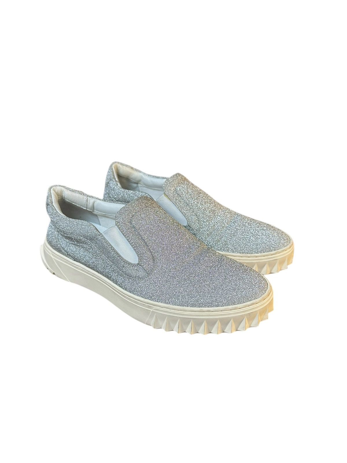Salvatore Ferragamo Salvatore Ferragamo Slip On Sneaker glitter silver Size US 6 / EU 39 - 2 Thumbnail
