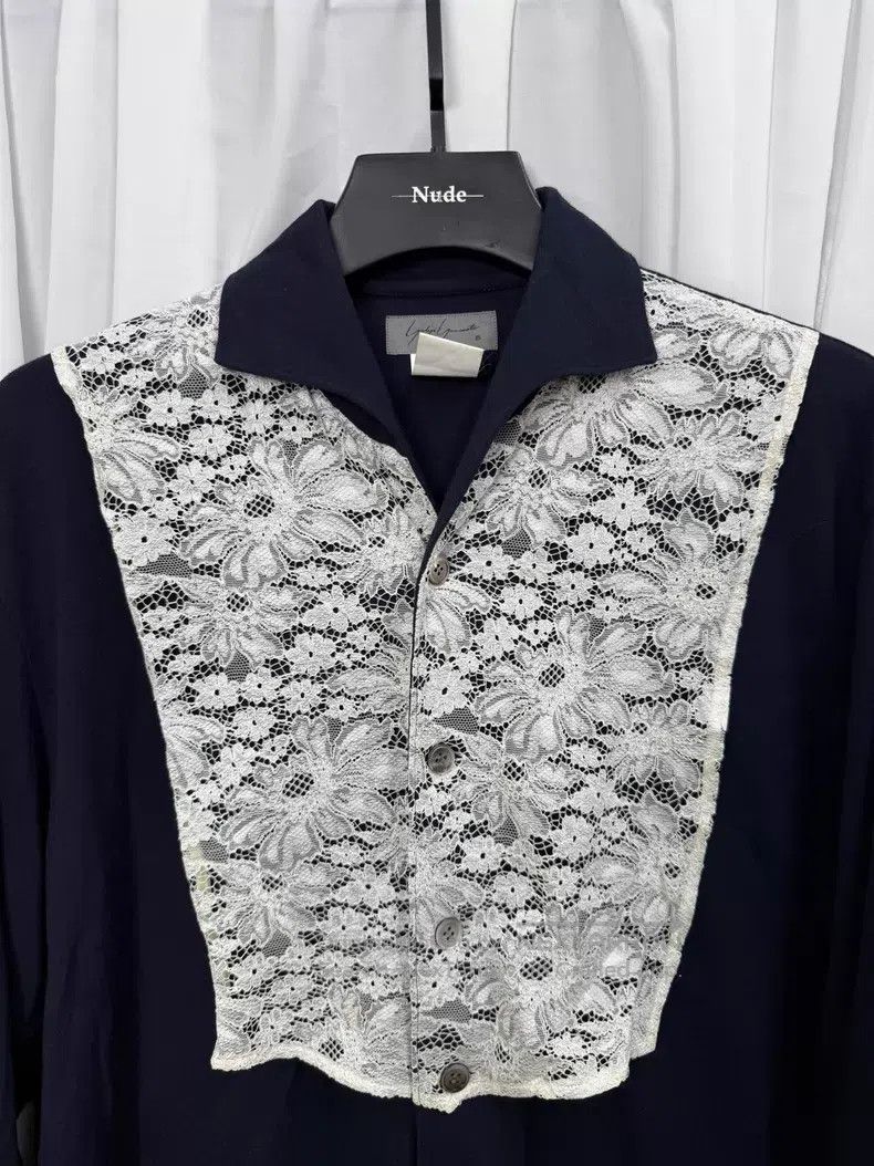 Yohji Yamamoto Yohji Yamamoto lace panel shirt early cotton with distinct Size US M / EU 48-50 / 2 - 2 Thumbnail