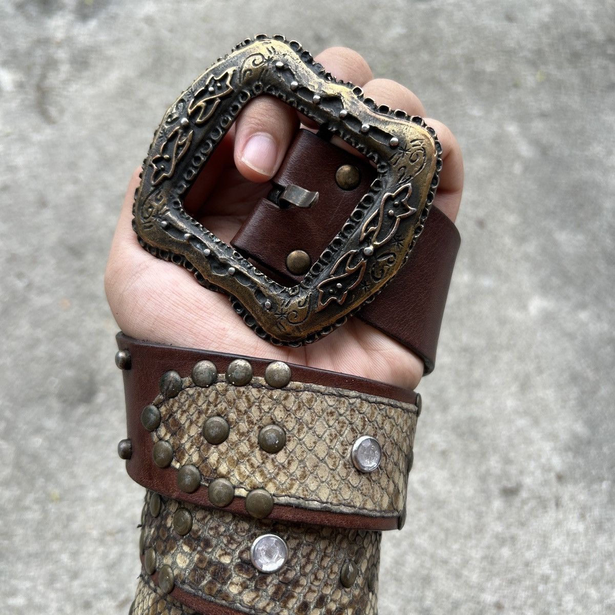 Vintage Vintage studded leather belt (Kapital Style) Size ONE SIZE - 2 Thumbnail