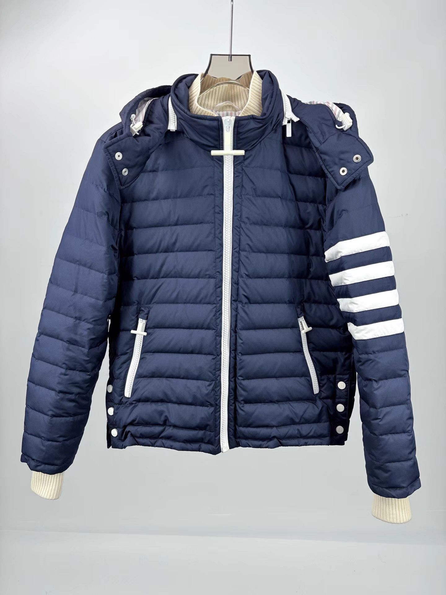 Thom Browne THOM BROWNE 4-Bar Hooded Down Jacket Size US M / EU 48-50 / 2 - 1 Thumbnail