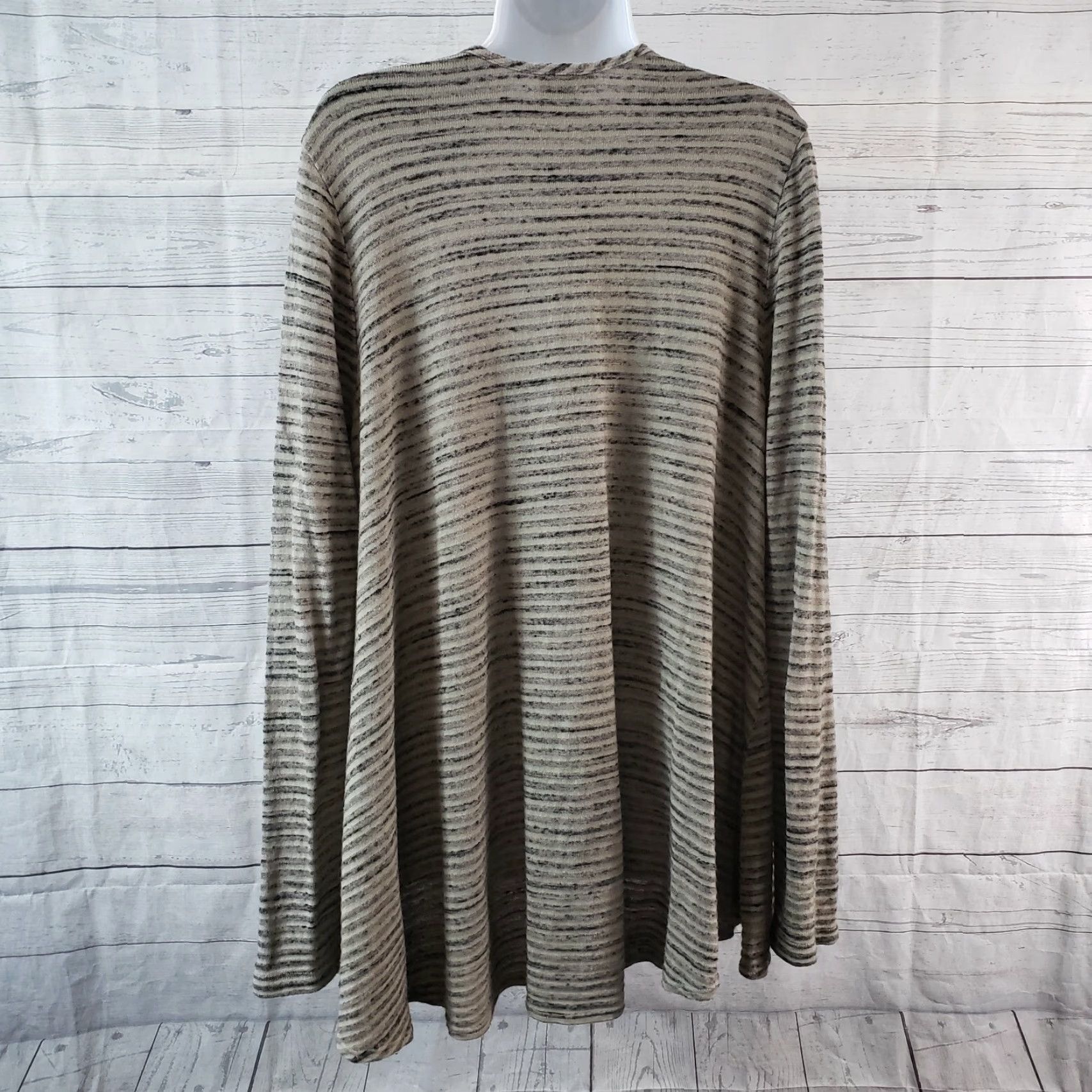 Vintage Tianello Womens Palmia Flow Cardigan Sz Medium Tan Stripe Open Front Long Sleeve Size M / US 6-8 / IT 42-44 - 4 Thumbnail