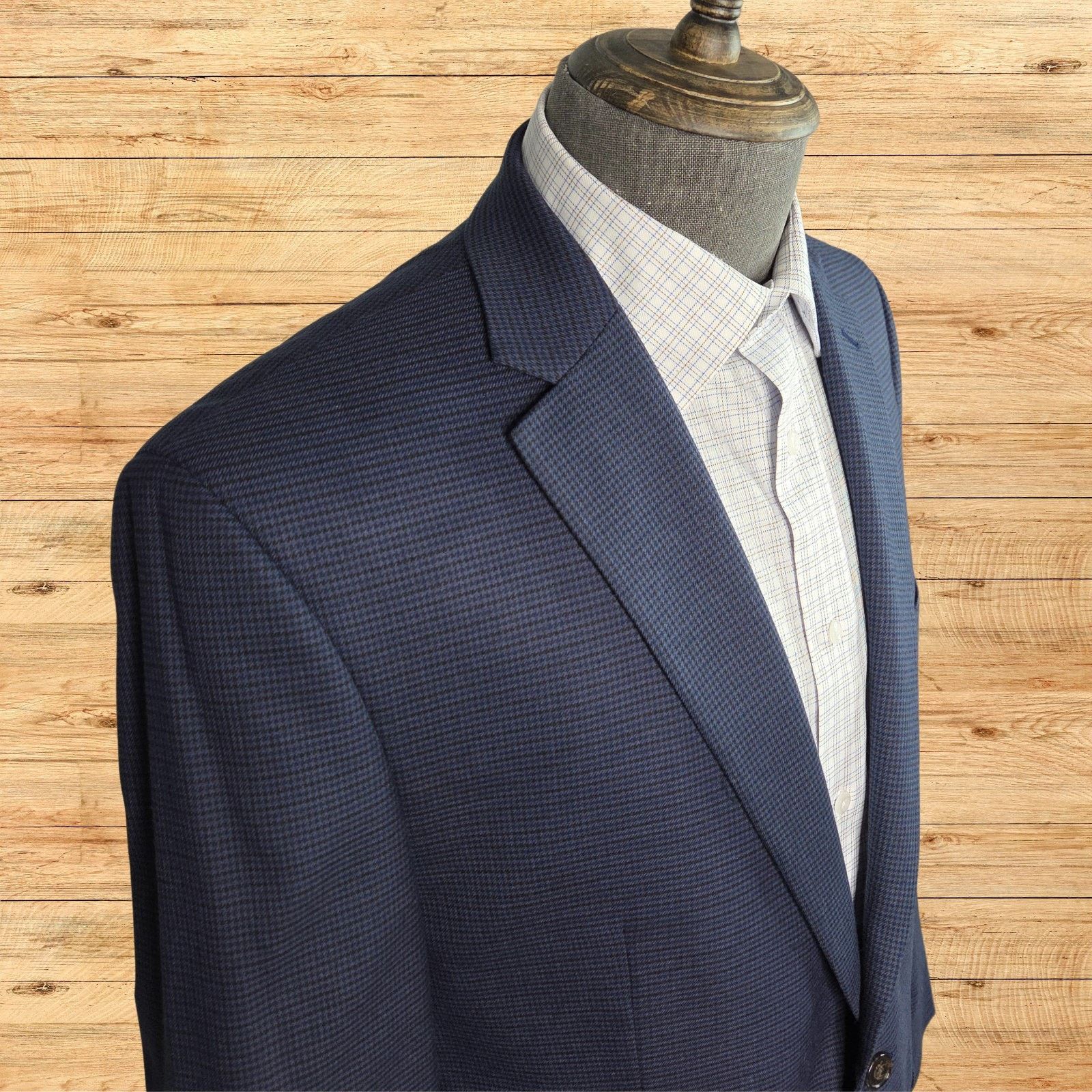 Ralph Lauren Ralph Lauren LRL Sport Coat Jacket Mens 44L Navy Houndstooth Size 44L - 2 Thumbnail