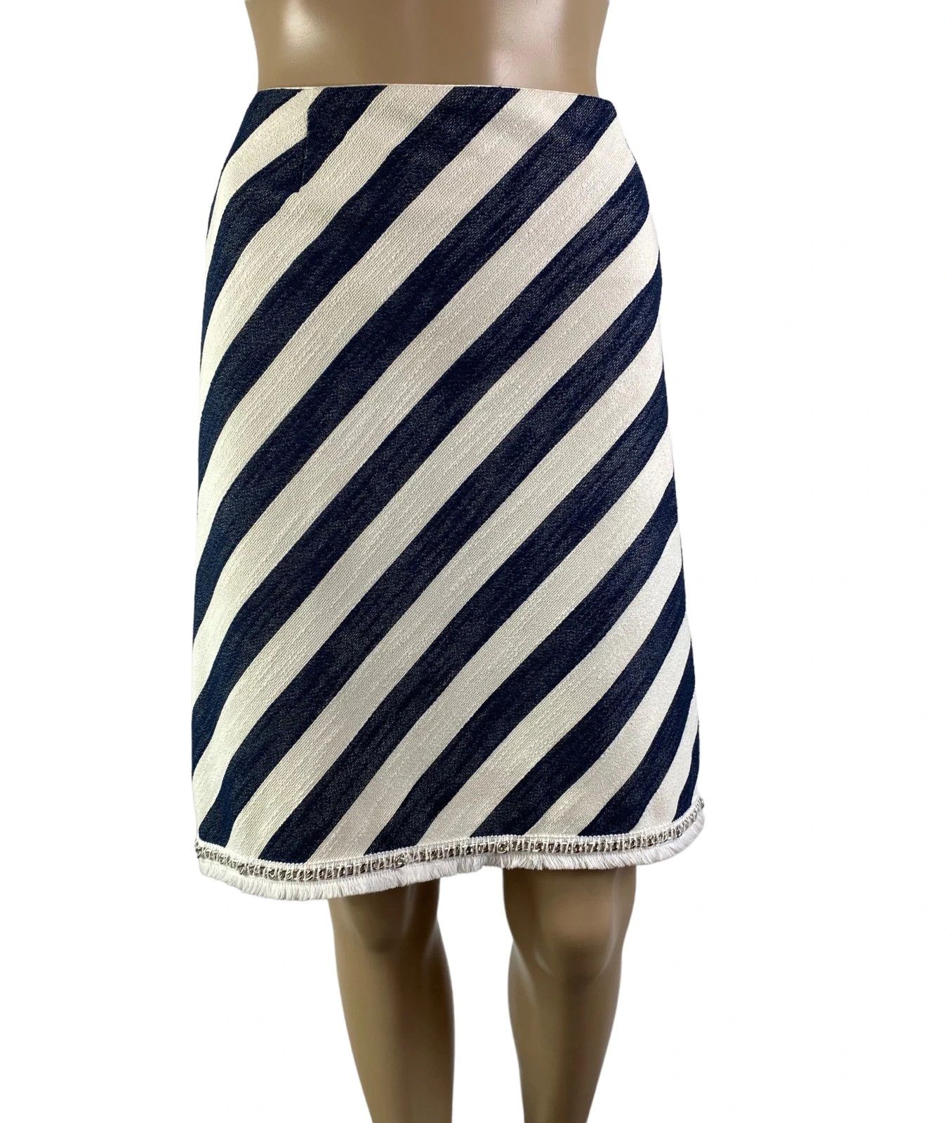 Laurel Laurel Skirt Striped Chain Decor size GB12 i44 Size 30" / US 8 / IT 44 - 1 Thumbnail