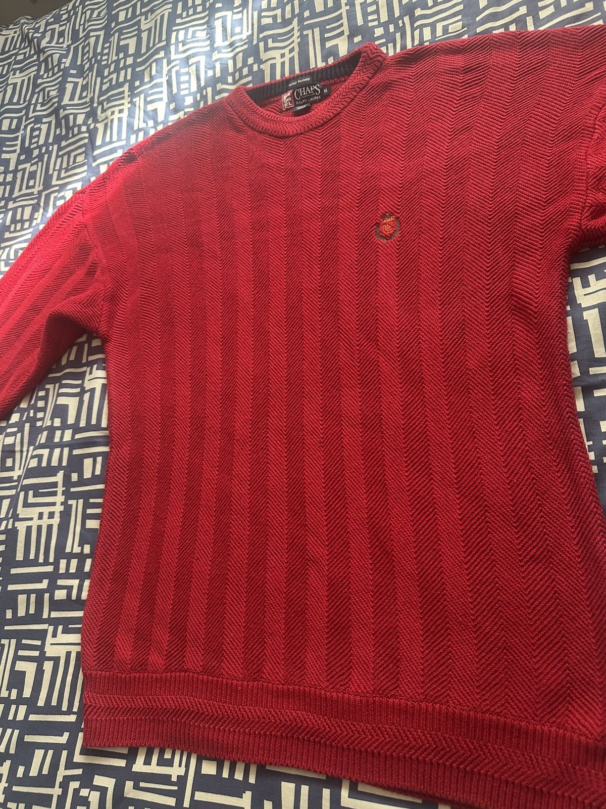 Chaps Ralph Lauren Vintage Chaps Ralph Lauren Sweater Red Knit Hand Framed 90s Size US XL / EU 56 / 4 - 1 Thumbnail