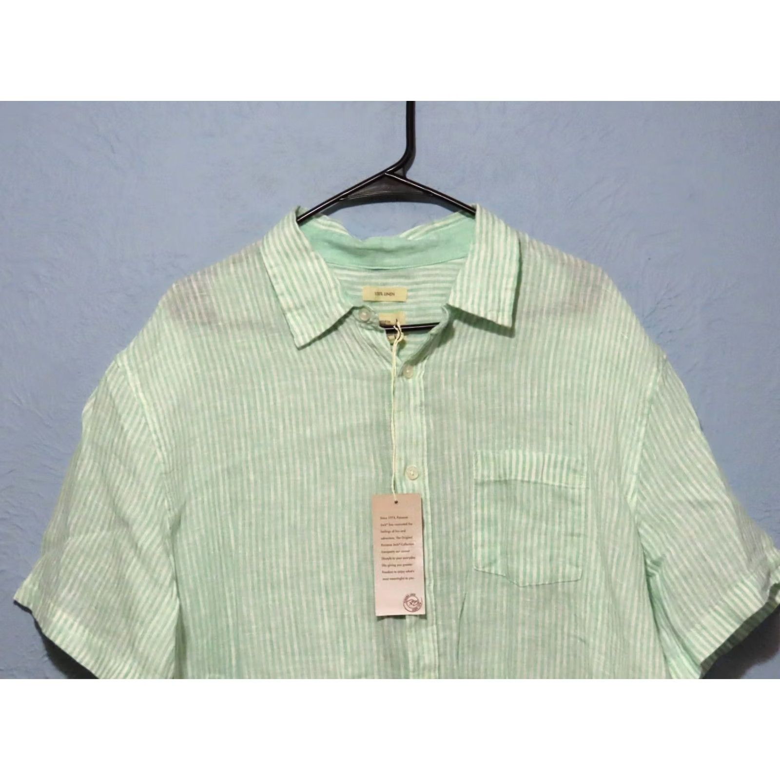 Panama Jack Panama Jack Shirt Men 2XL Green Striped Linen Button-Up Short Sleeve Casual Hawaiian Camp Shirt Size US XXL / EU 58 / 5 - 3 Thumbnail