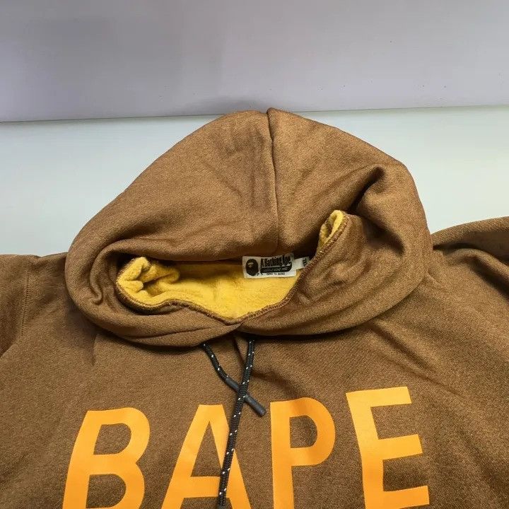 BAPE Unisex Brown Color-Block Logo Hoodie