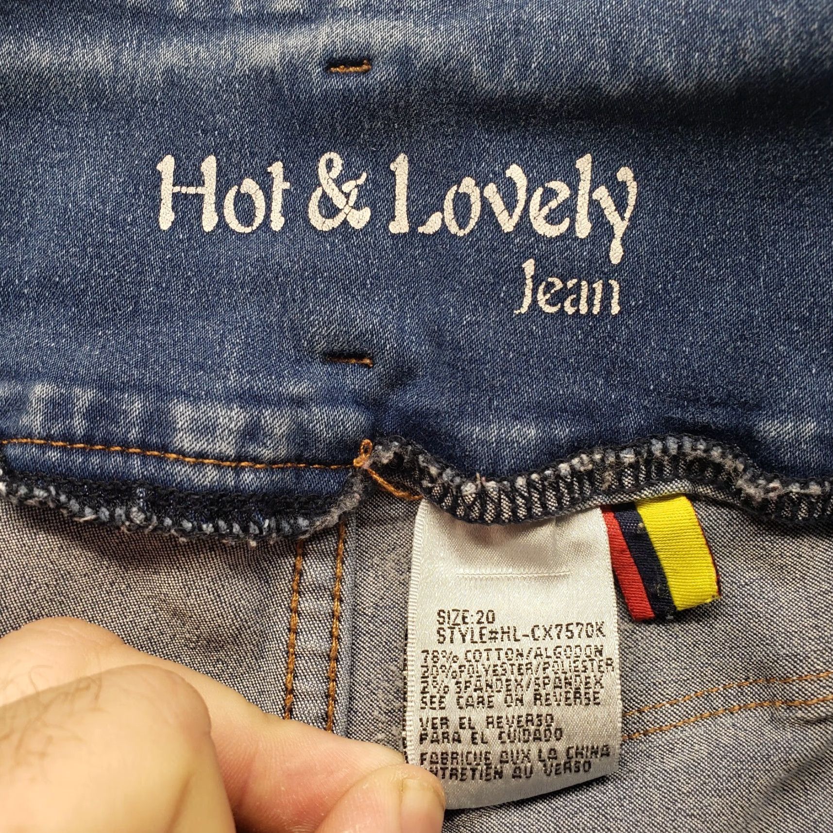 Vintage Hot & Lovely Jeans Shirt Womens Adult 20 Blue Cotton Blend Denim Skinny Stretch Button Zipper Love 90s Womens Size 42" / US 20 - 4 Thumbnail