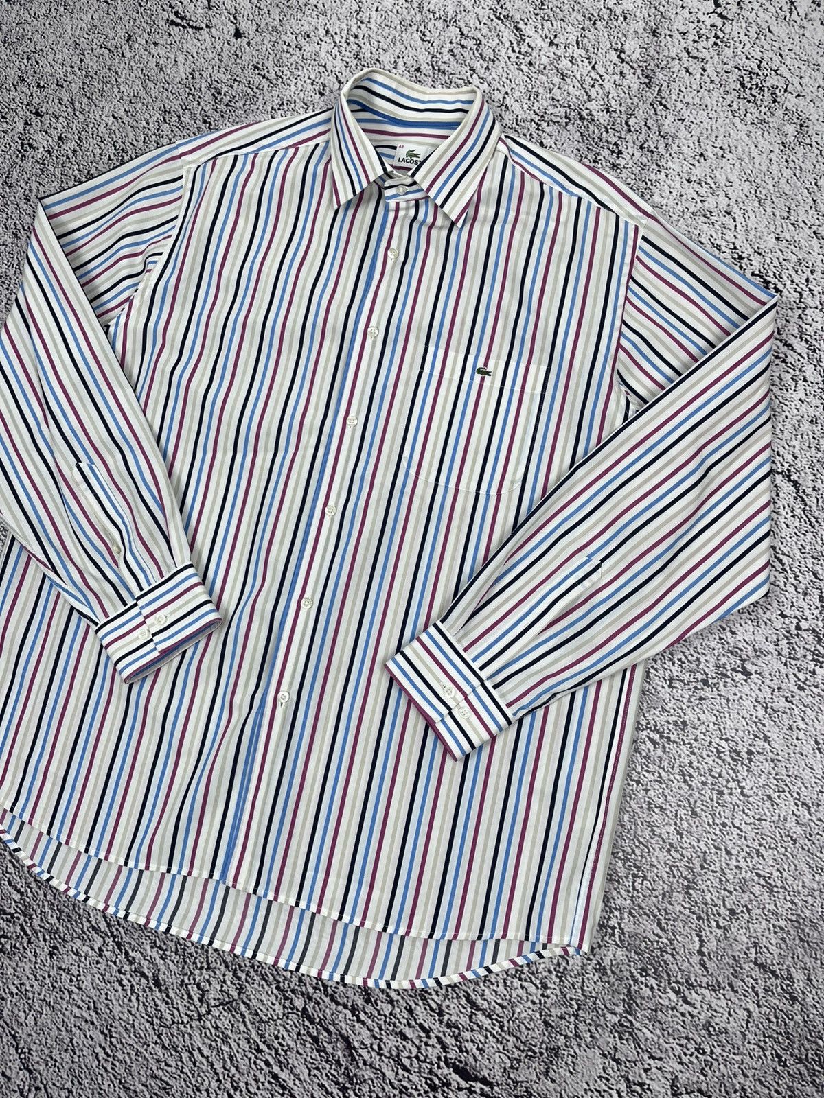 Lacoste Vintagr Lacoste logo striped shirt size 43 Size 42L - 3 Thumbnail