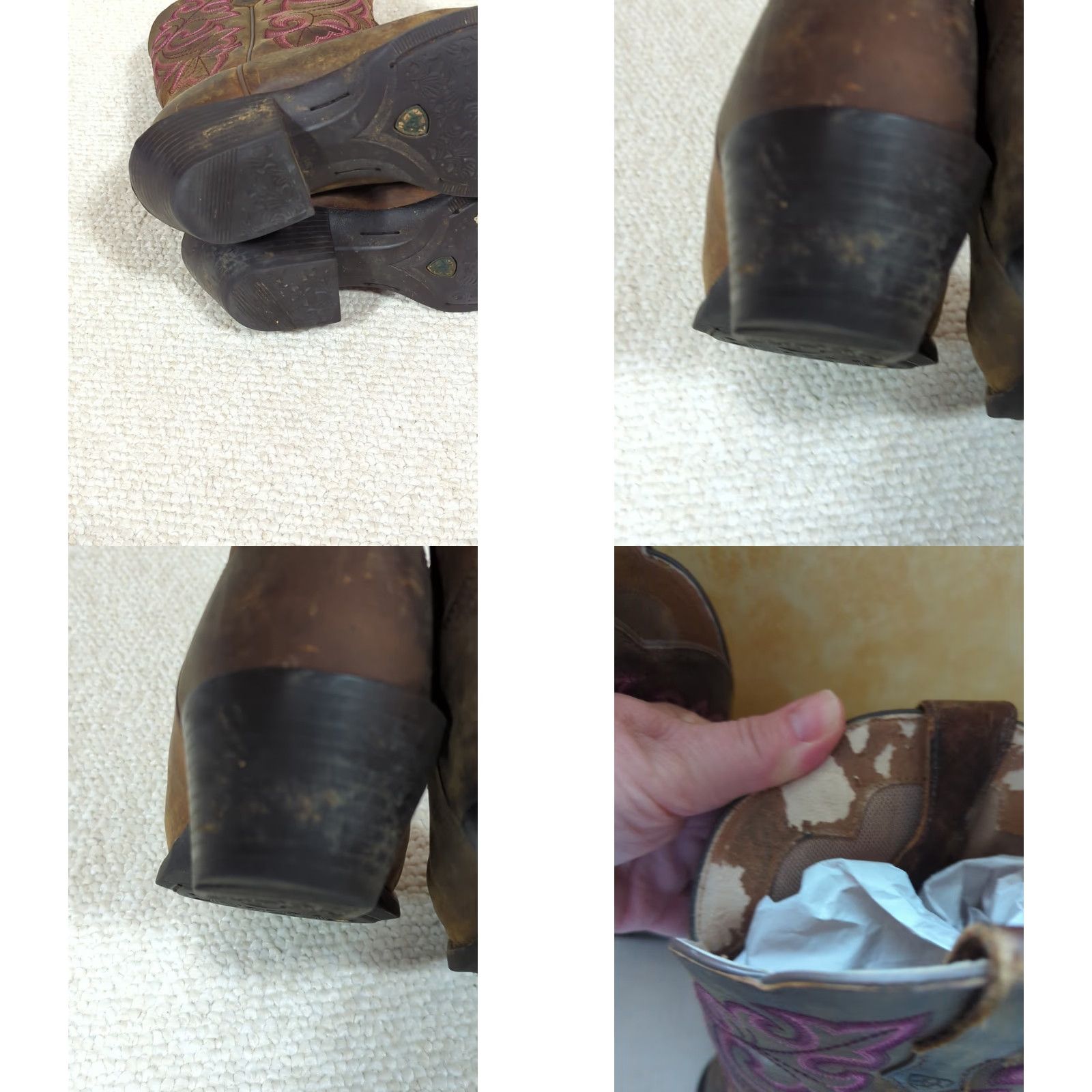 Ariat Ariat Round Up Cowboy Boots Womens Size 6.5B Brown Leather Square Toe 10014172 Western Stitching Cushioned Insole Flat Heel Mid-Calf Size US 7 / IT 37 - 8 Thumbnail