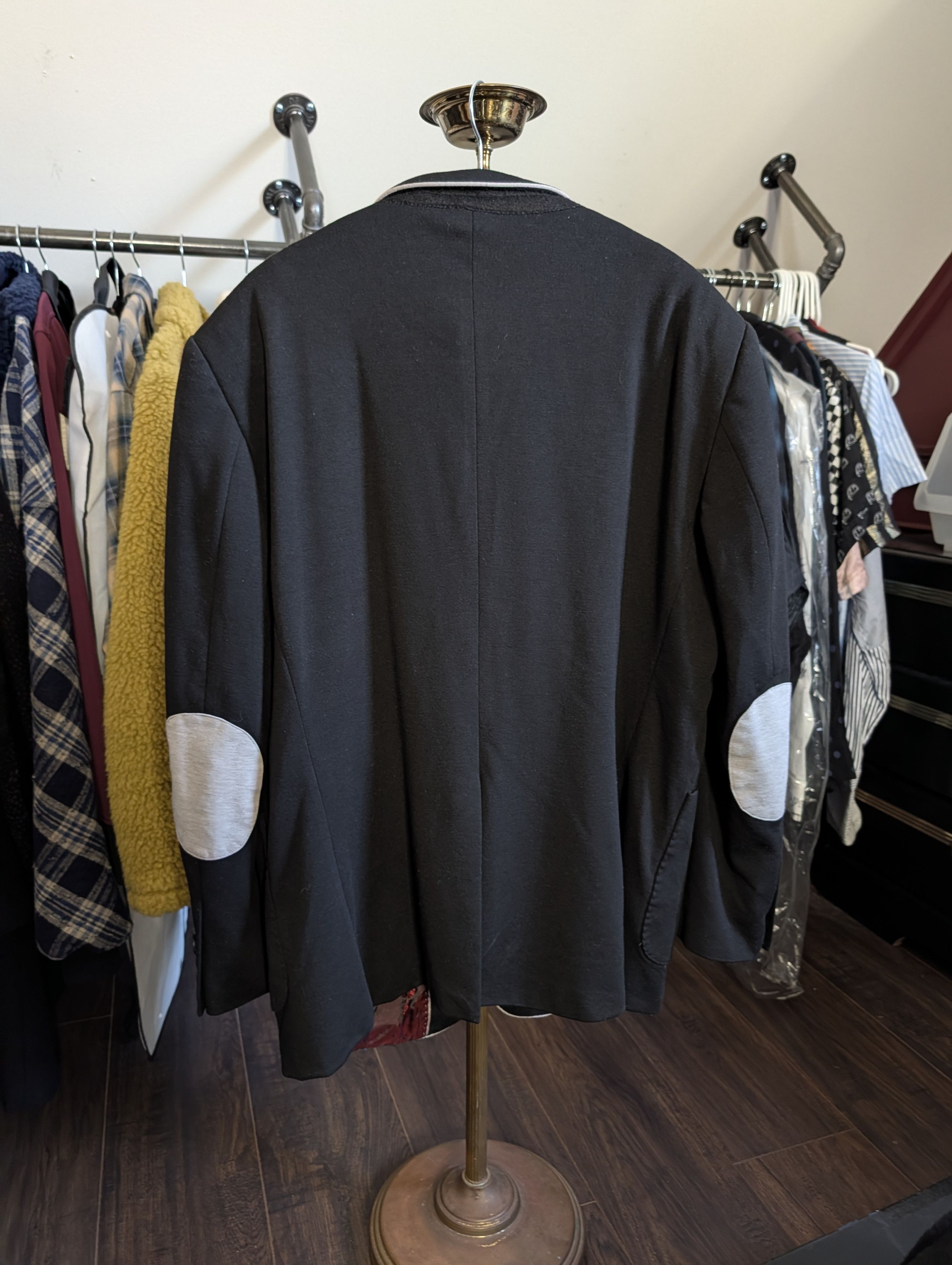 Elia Maurizi ELIE BALLEH Black fleece elbow patch smoking jacket Size 42R - 9 Thumbnail