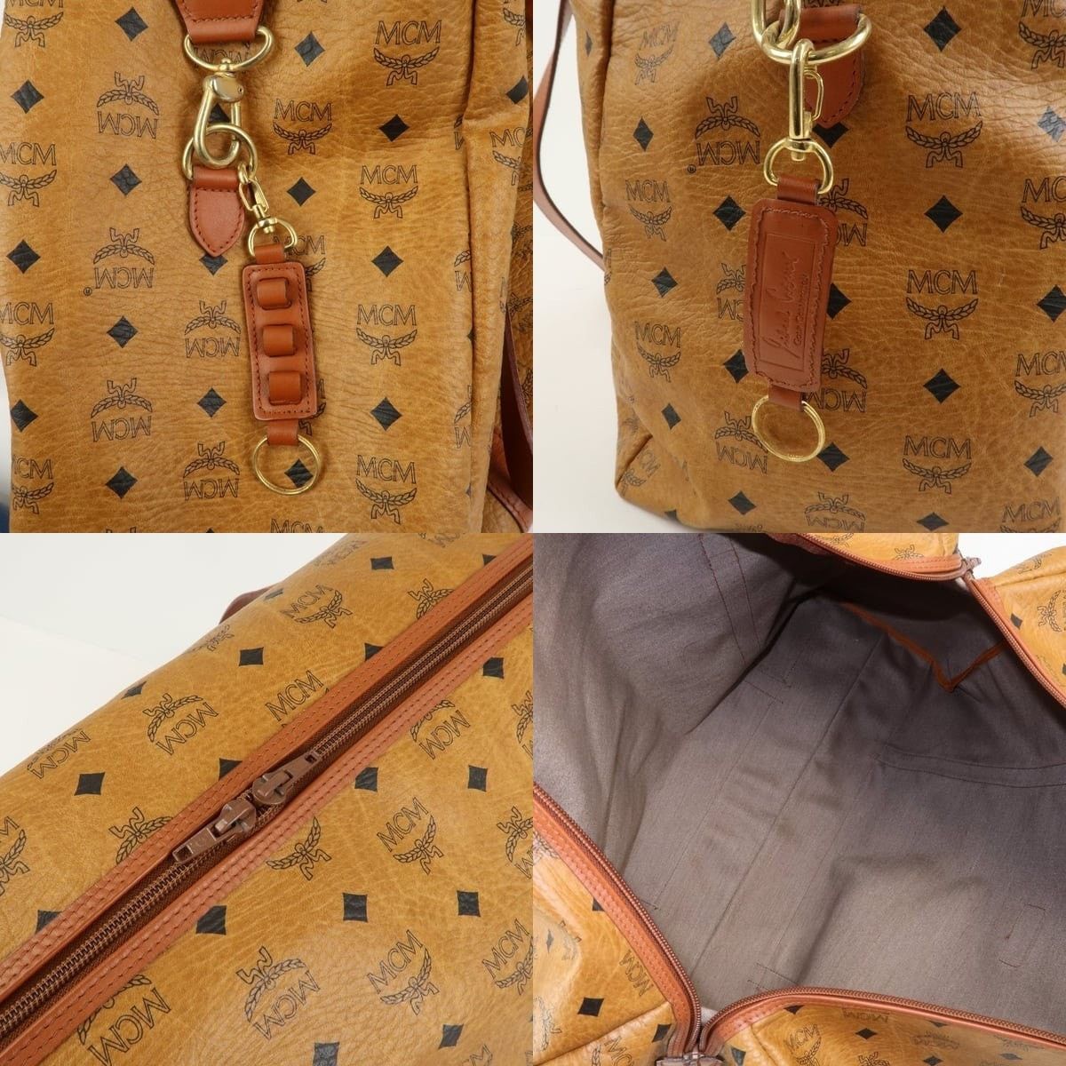 MCM MCM Visetos Coated Canvas Duffle Bag Brown Size ONE SIZE - 7 Thumbnail