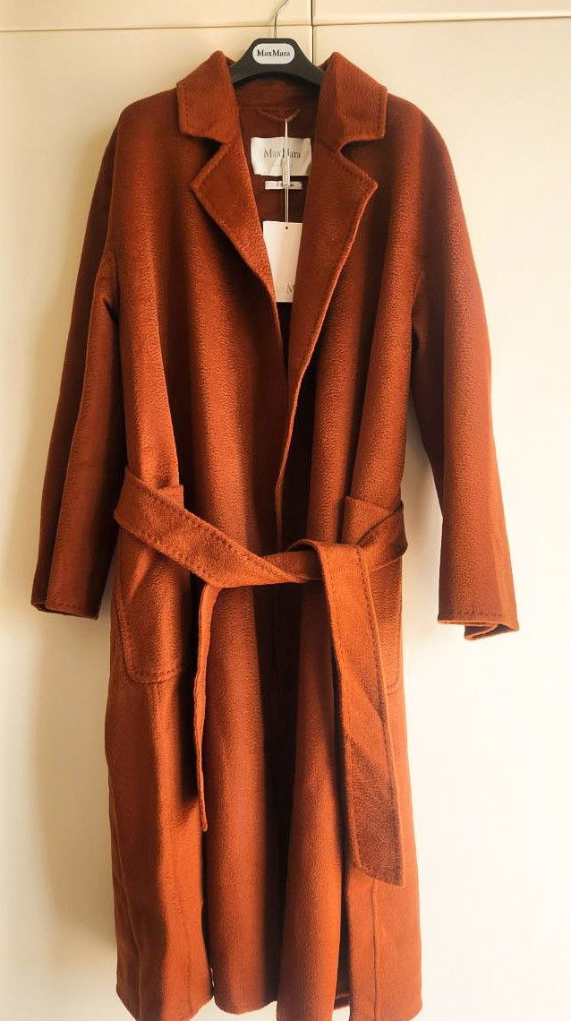 image of Max Mara Labbro Cashmere Coat Wrapped Belt in Brown, Women's (Size Small)