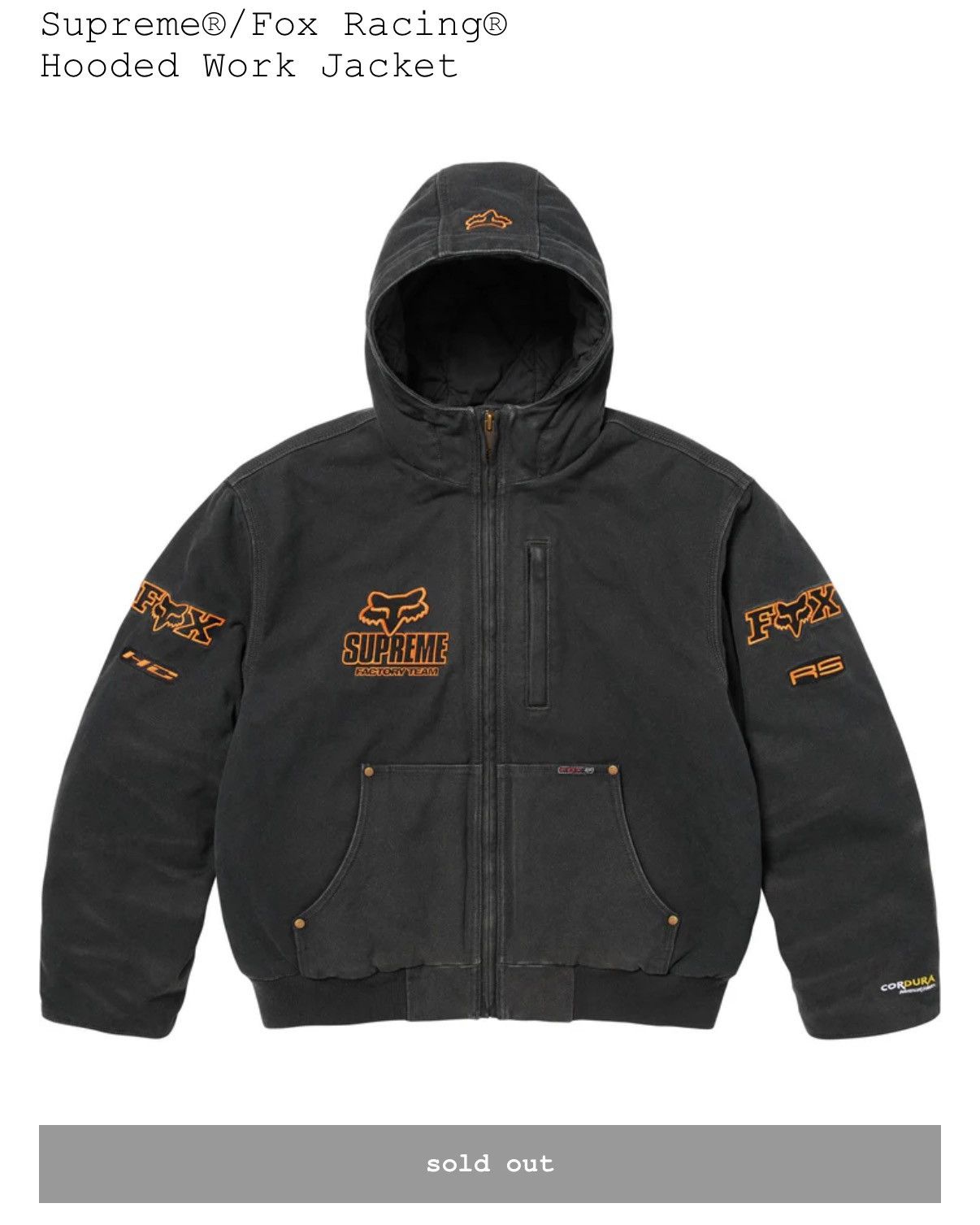Fox Racing × Supreme Supreme Fox Racing Hooded Work Jacket | Grailed