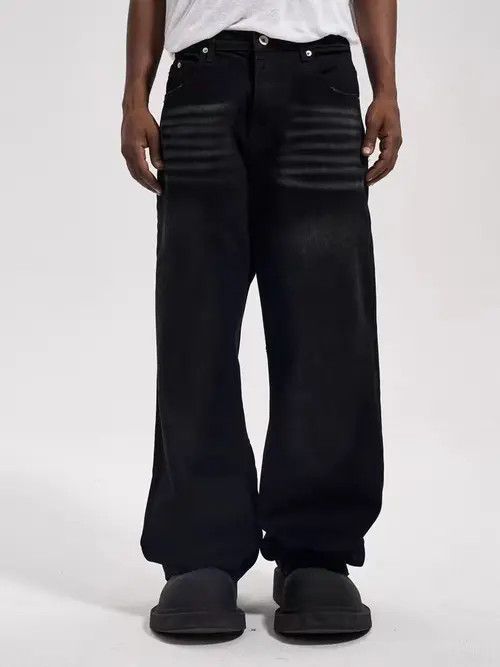 Japanese Brand High Street Whisker Style Washed Casual Baggy Jeans Size US 33 - 4 Thumbnail