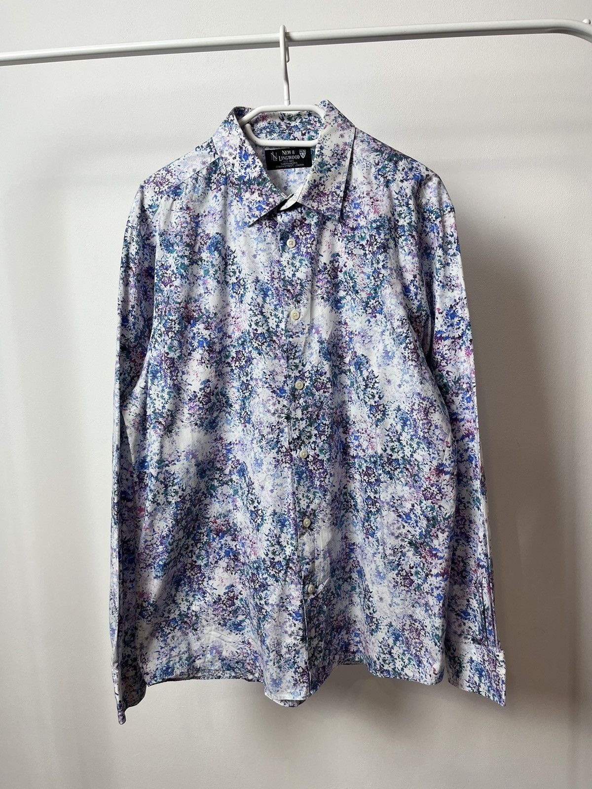 New & Lingwood X4 New Lingwood Overprint Cotton Button Up Shirt Size US XL / EU 56 / 4 - 11 Thumbnail