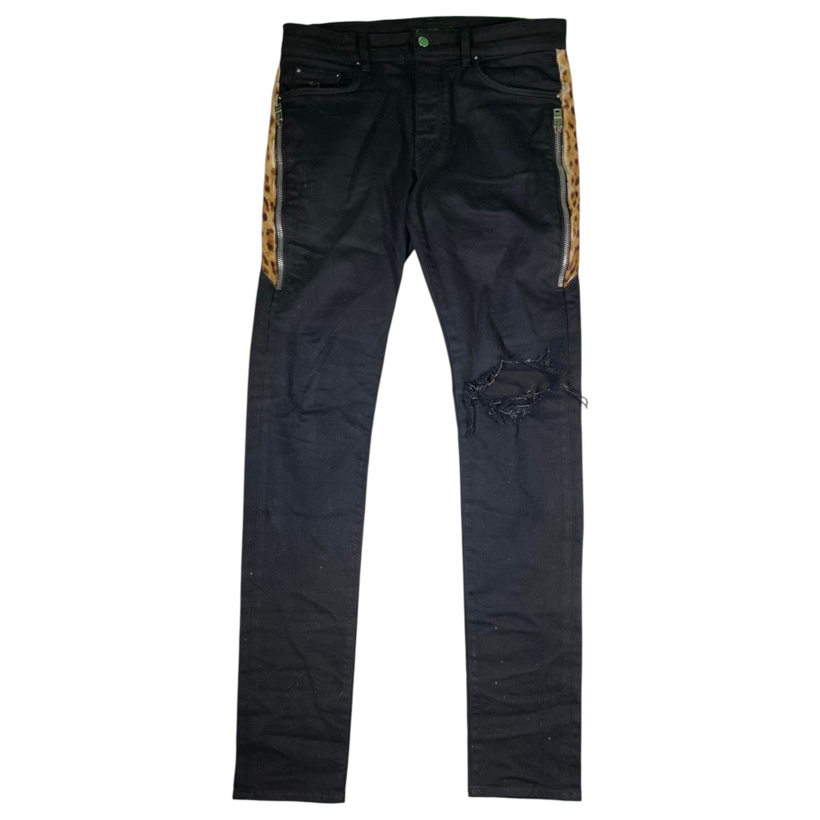 Amiri Amiri Cheetah Zipper Black Jeans Size US 32 / EU 48 - 1 Thumbnail