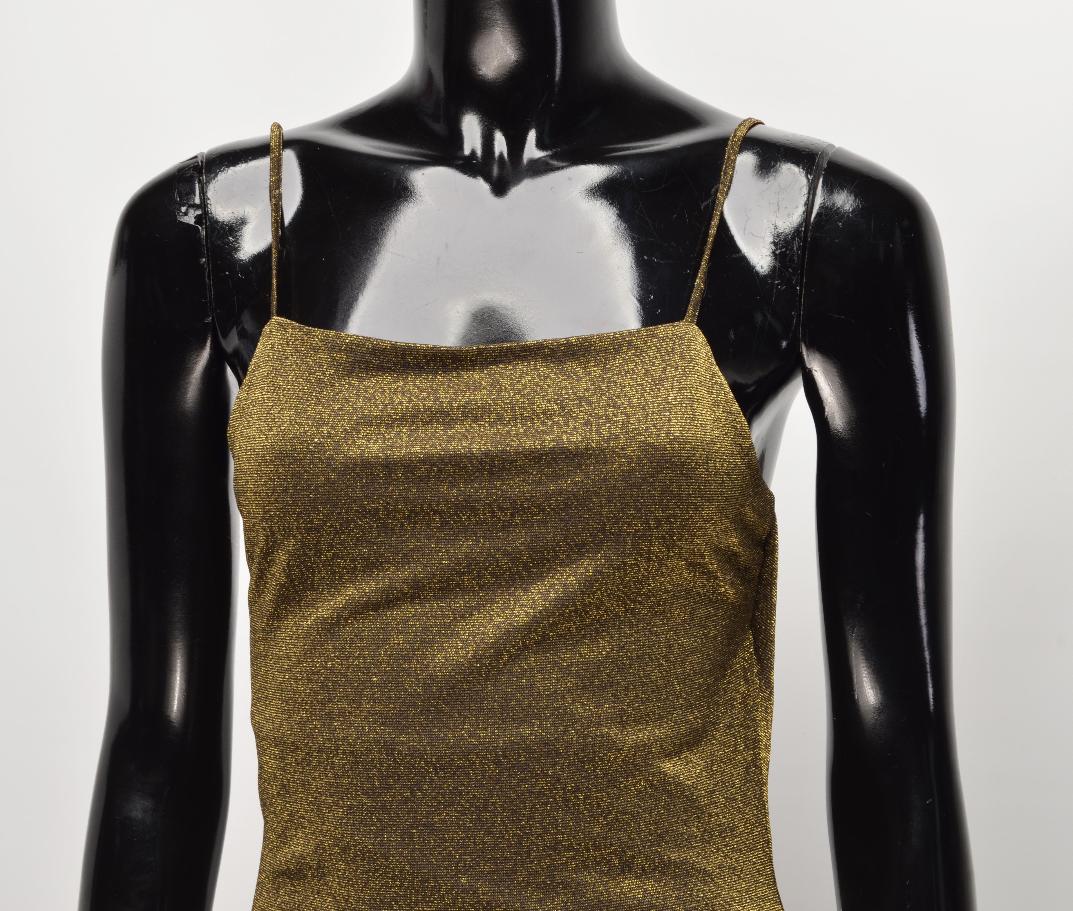 John Richmond × Vintage Vintage John Richmond Gold Sparkle Bodycon Mini Dress Size M / US 6-8 / IT 42-44 - 3 Thumbnail