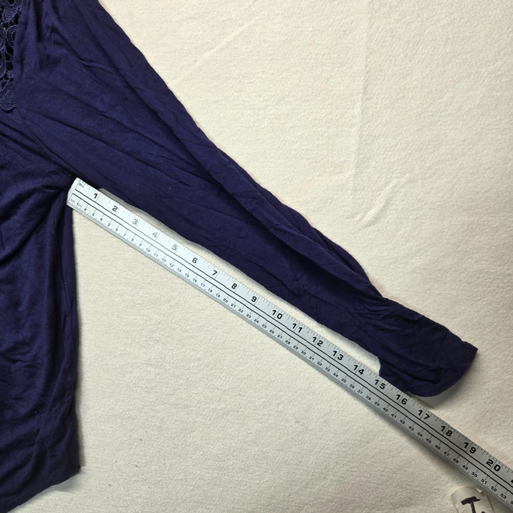 Vintage VINTAGE Philosophy Women's Blouse Long Sleeve Lace Navy Blue Size Large | Crochet Accents Casual Office Size L / US 10 / IT 46 - 4 Thumbnail