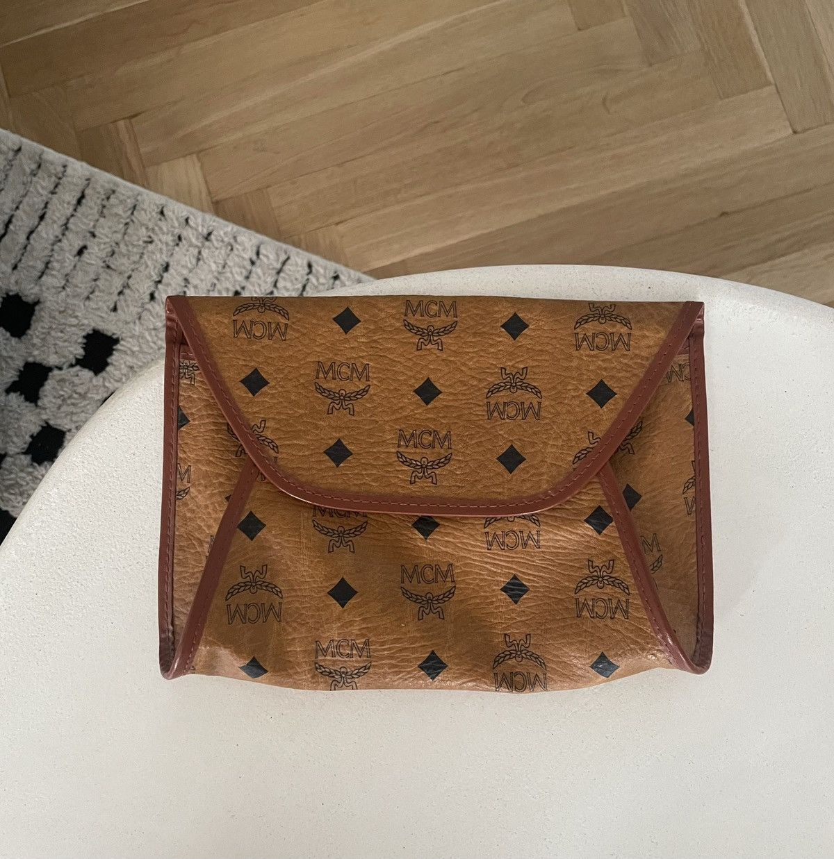 image of MCM For Douglas Designer Leather Toiletry Bag Vintage Brown, Men's