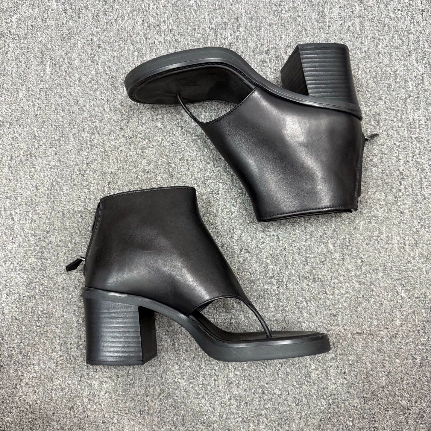 Miu Miu Miu Miu black open-toe leather block-heel zip boots 39 Size US 9 / IT 39 - 5 Thumbnail
