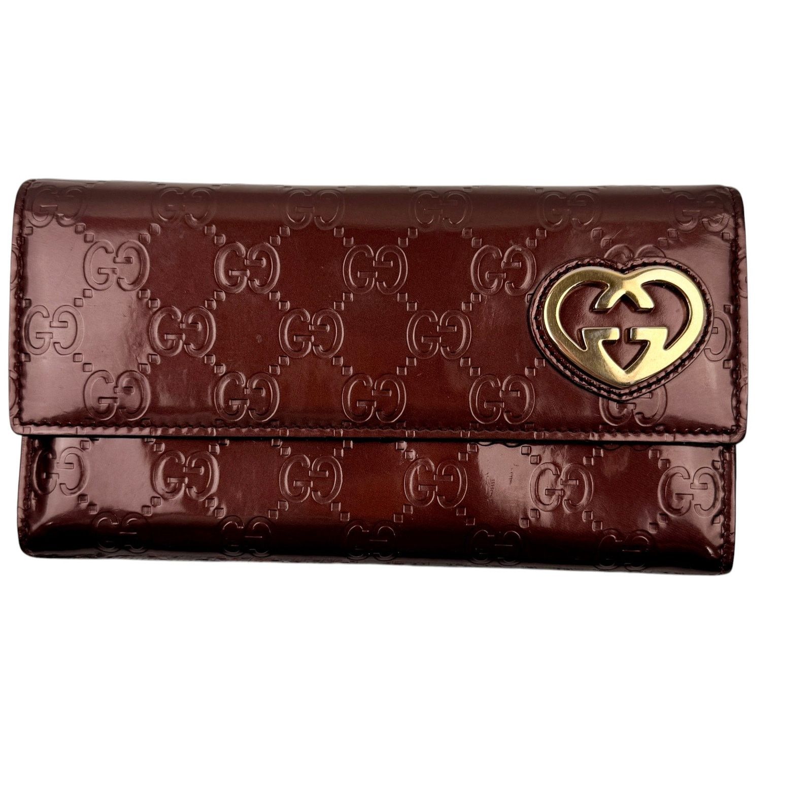Gucci Gucci Guccissima Lovely Heart Continental Wallet Burgundy Size ONE SIZE - 1 Thumbnail