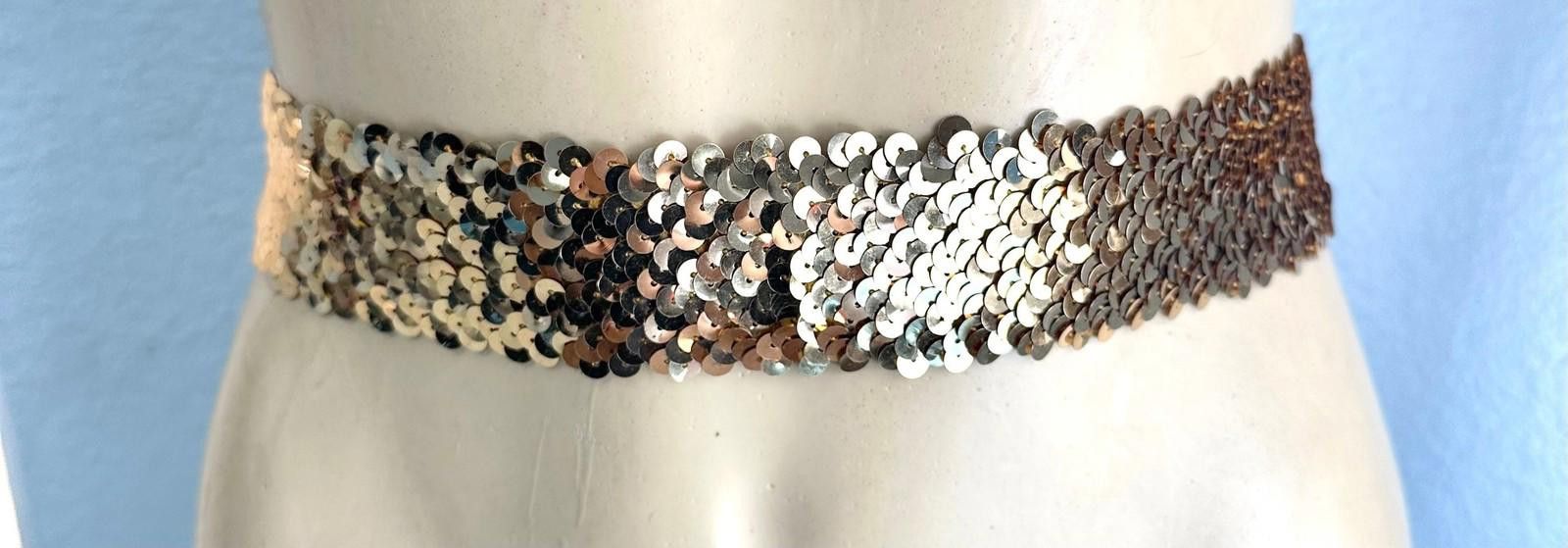 Designer Sequin Fashion Belt Gold Size ONE SIZE - 2 Thumbnail
