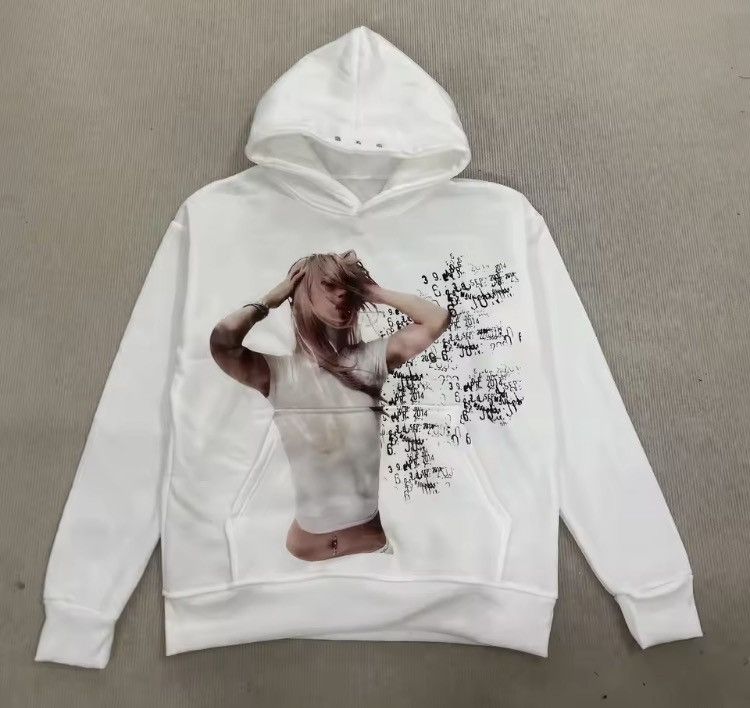 Other Y2K Grunge Graphic Hoodie White Abstract Cyber Pullover Size US S / EU 44-46 / 1 - 1 Thumbnail