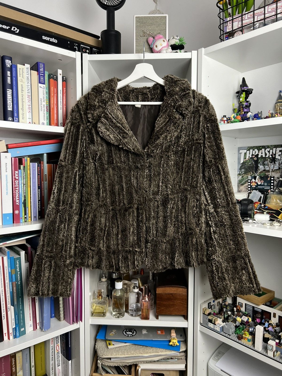 Vintage Y2K cropped faux fur teddy Gilmore girls jacket M 90s