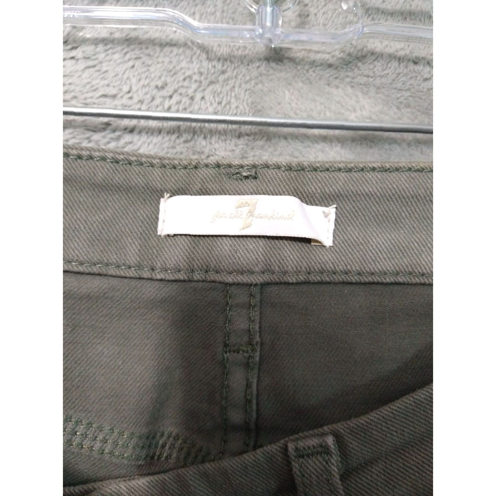7 For All Mankind 7 For All Mankind Jeans Womens 29 Green Straight Leg Ankle Stretch Distressed Vintage No Size 29" - 7 Thumbnail